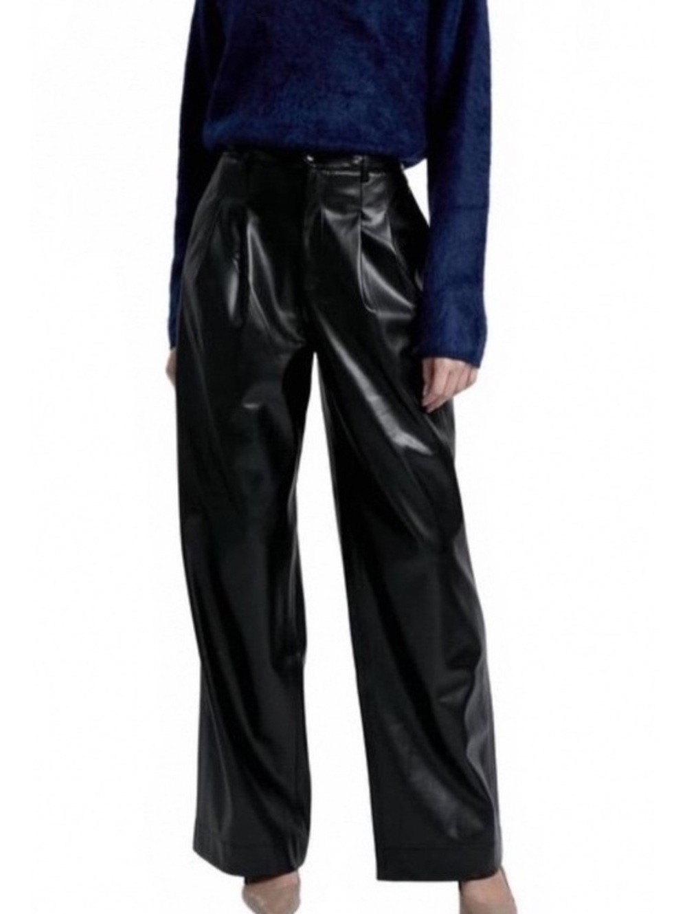 CAMI NYC black faux leather wide leg andorra pants 4